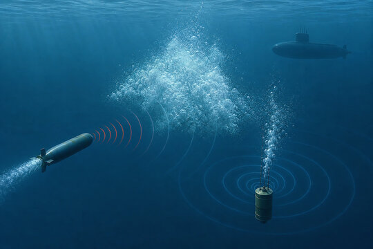 Underwater acoustic decoy diverting torpedo with bubble cloud