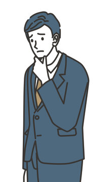 思い悩む営業マンのイラスト