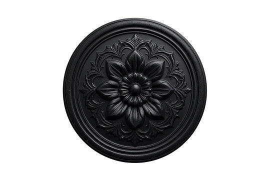 Black Round Floral Relief Ornament