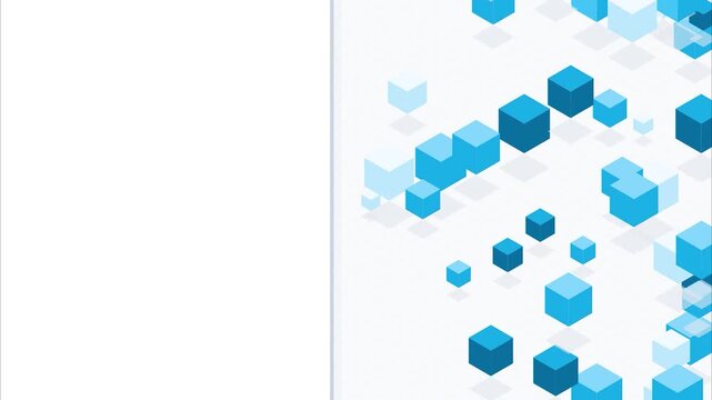 Floating blue 3d isometric cubes data block pattern clean minimalist abstract digital tech background corporate presentation backdrop website header