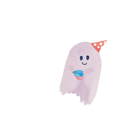 カスタネットを持つおばけのイラスト　ハロウィンコンサート9 © Tsuki Usagi