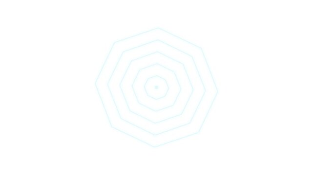 Minimalist Blue Octagonal Radar Chart HUD UI Element for Data Visualization