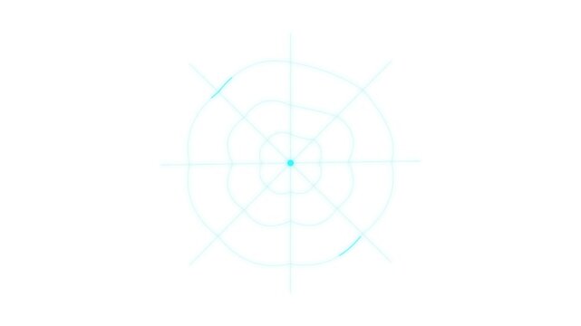 Minimalist futuristic HUD interface element with concentric circular patterns and cyan markers
