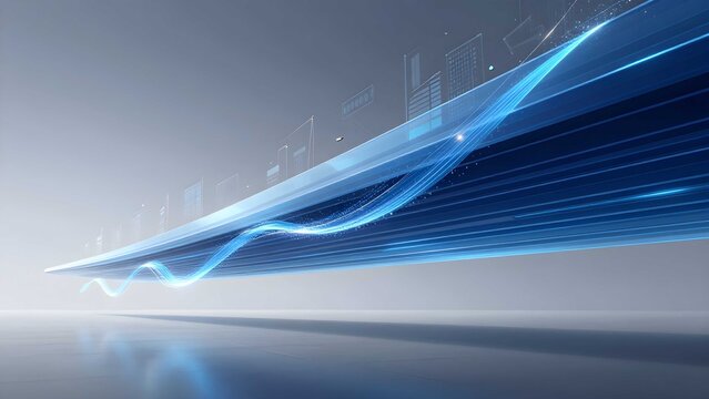 Premium corporate finance concept featuring dynamic sapphire structures