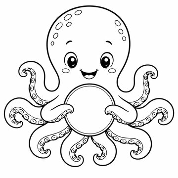 Cute cartoon octopus drawing for kids coloring page