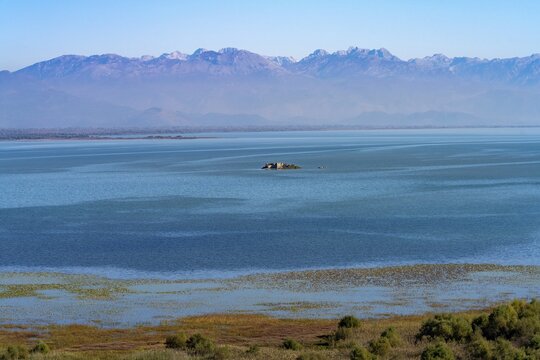 Island with monastery ruins in Lake Scutari, Montenegro