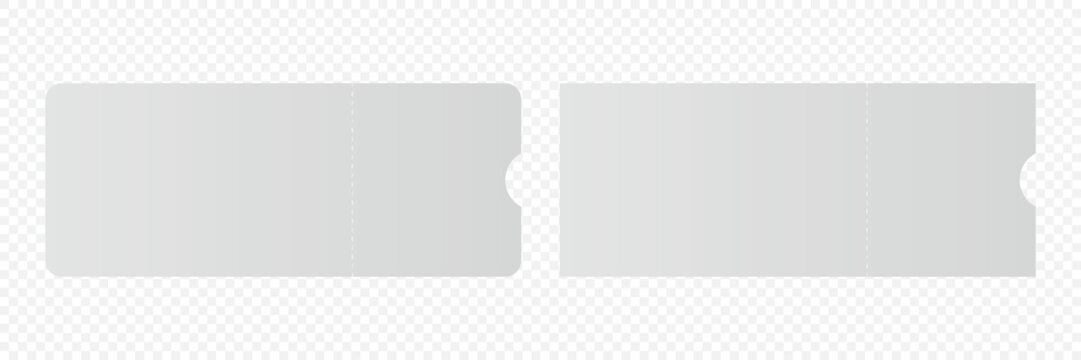 Ticket Stub Vector Illustration. Blank Ticket Stub Template. White Perforated Admission Ticket Set with Tear-Off Edge for Event, Raffle, Cinema, Concert, Voucher, Coupon, Entry Pass Design