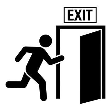 Running Man Exiting Door Safety Sign Icon
