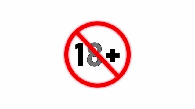 Age restriction 18 plus symbol with red prohibition sign on white background forbidden no entry