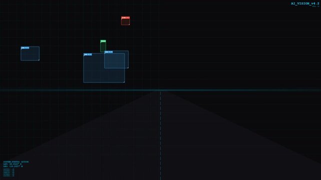 Abstract digital data matrix with glowing blue neural network nodes, concept for artificial intelligence analysis, software development background and futuristic technology presentation