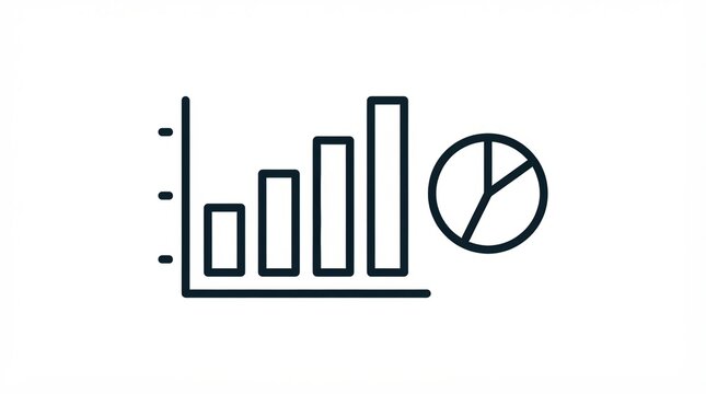 Black and white business bar chart and pie chart line icon