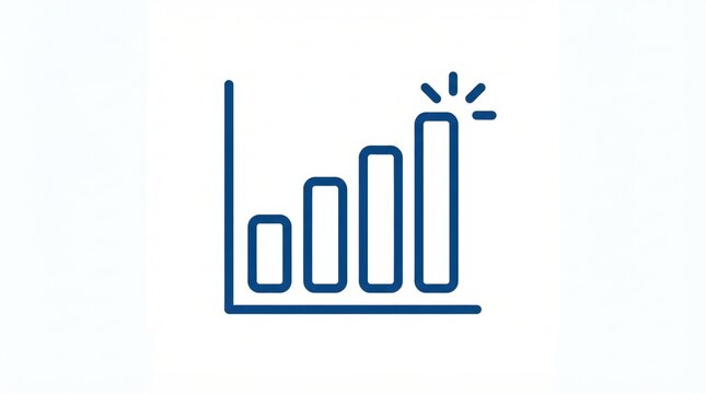 Blue bar chart growth icon showing progress isolated on white background