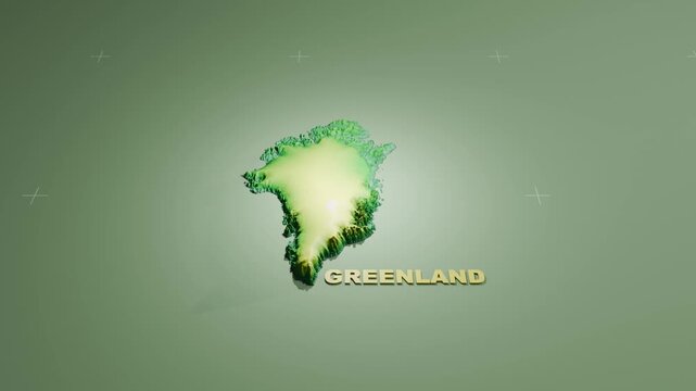 Detailed 3D Terrain and Elevation Map of Greenland