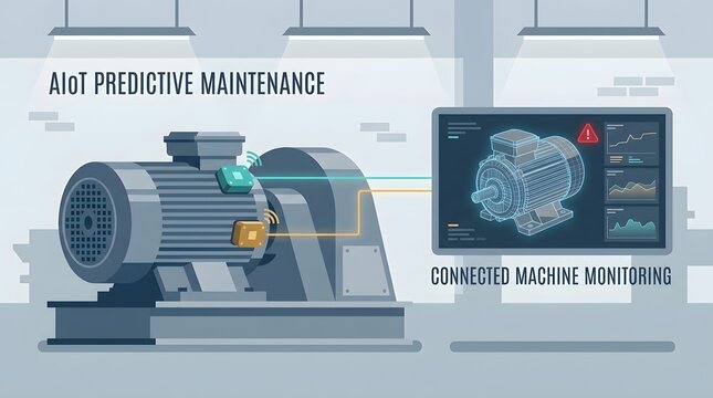 Industrial AIot Machine Monitoring System with Digital Interface and Predictive Maintenance Technology