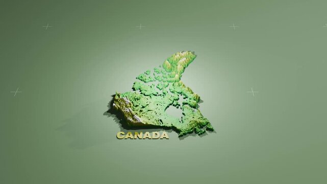 Detailed 3D Terrain and Elevation Map of Canada