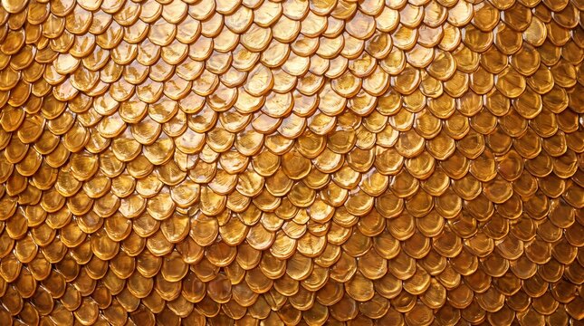 Golden Fish Scale Texture Background