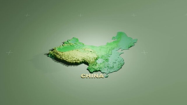 Detailed 3D Terrain and Elevation Map of China