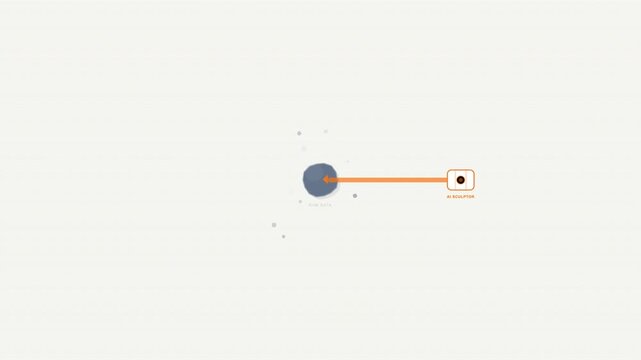 Minimalist abstract art of circular object connected to thin line rectangular frame. Suitable for graphic design projects and modern websites.