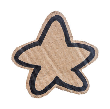 star-shaped pieces of cardboard separated on a white isolated background