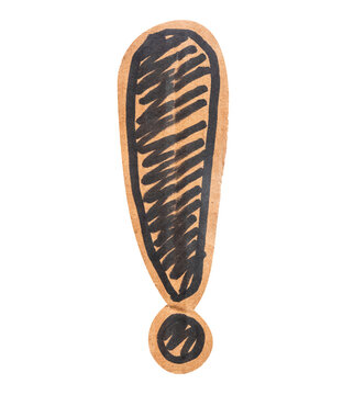 exclamation mark made from cardboard isolated on white background