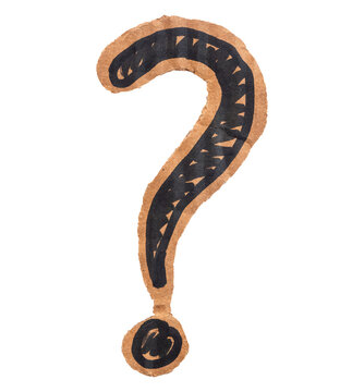 cardboard paper cut question mark isolated on white background
