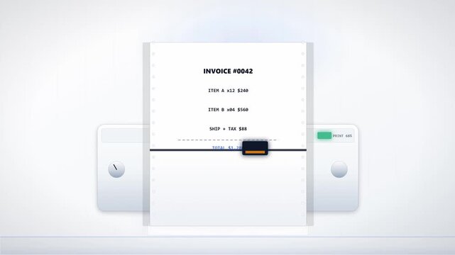 Old Fashioned Dot Matrix Printer Printing Invoice Document