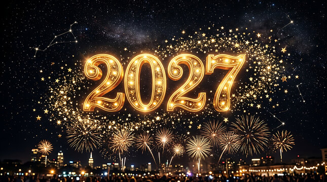 Fireworks display lighting up 2027 celebration