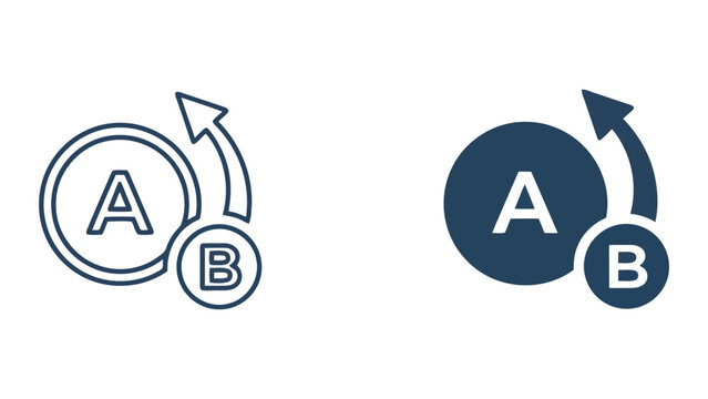 AB testing comparison icon with circular arrows for marketing and web optimization