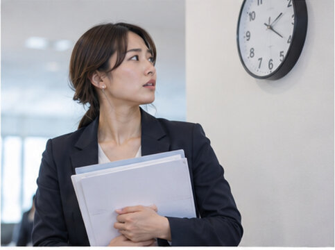 ビジネスウーマン,働く女性,会社員,日本人女性,時間,時計,腕時計,時間を確認,時間を気にする,時間管理,タイムマネジメント,スケジュール,予定,締め切り,納期,遅刻,急ぐ,焦る,忙しい,多忙,仕事,ビジネス,オフィス,職場,通勤,移動,会議,商談,アポイント,待ち合わせ,営業,キャリアウーマン,スーツ,ビジネスカジュアル,スマートフォン,駅,オフィス街,都市,朝,会社,社会人,ストレス,プレッシ