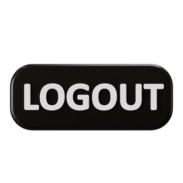3D Black Logout Button Icon for Web and Mobile Interface