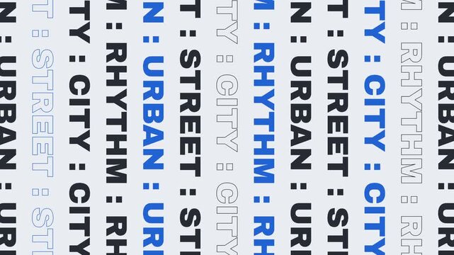 Energetic kinetic typography animation with urban street and city rhythm themes. High-contrast motion graphics background suitable for modern advertising and trendy video projects.