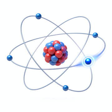 Atomic structure with highlighted orbiting electron
