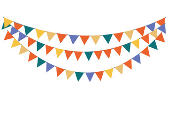 Obraz premium Colorful Bunting Banners Garland Vector - Party Triangle Flags Decoration Isolated on White Background