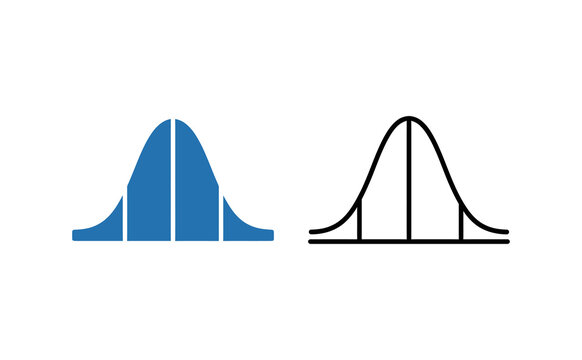 Normal distribution curve icon graph statistics vector illustration set