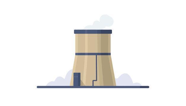 Nuclear Cooling Tower Flat Vector Illustration