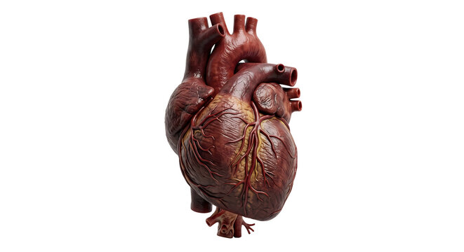 Realistic human heart organ with detailed arteries and veins