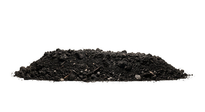Pile of dark rich garden soil and fertile earth