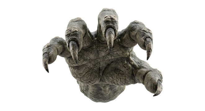 Scary alien monster claw reaching down with sharp talons