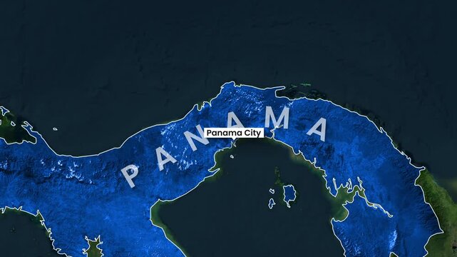 Panama Country and Capital City Map Animation Highlighting Geography