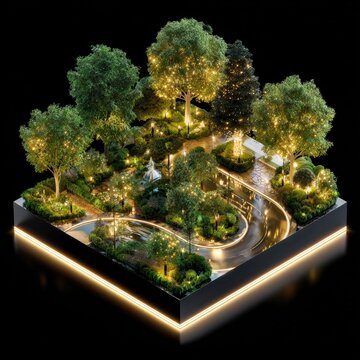 Elegant Garden Design With Night Lighting