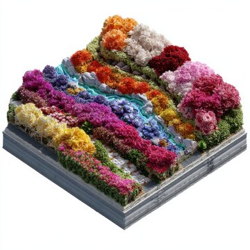 Colorful Flower Beds in Artistic Landscape Design
