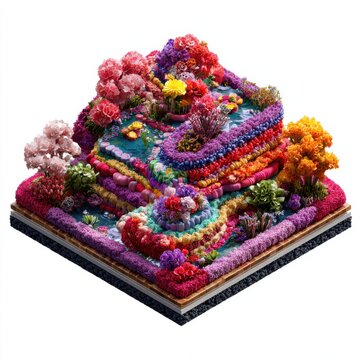 Colorful Flower Beds in Artistic Landscape Design