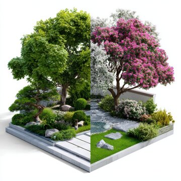 Garden Transformation From Dull to Beautiful Scene