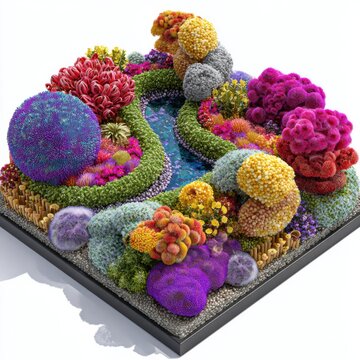 Colorful Flower Beds in Artistic Landscape Design