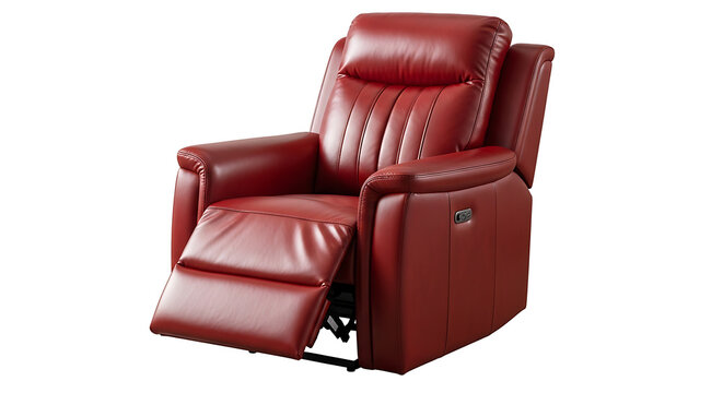 Red reclining leather armchair in room