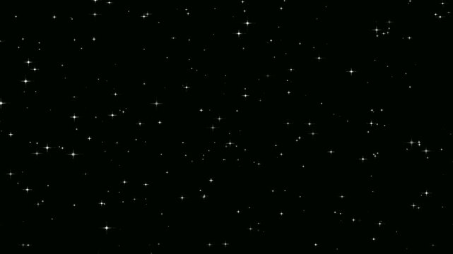 Twinkling stars flickering light in dark sky. Glitter sparkle blinking in universe space. Shimmering stars flashing magic in starry night. Mesmerizing starlight of flight through deep space.