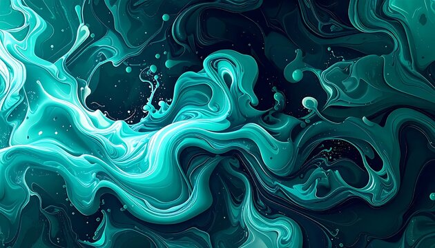 Abstract digital art with flowing teal and cyan patterns.