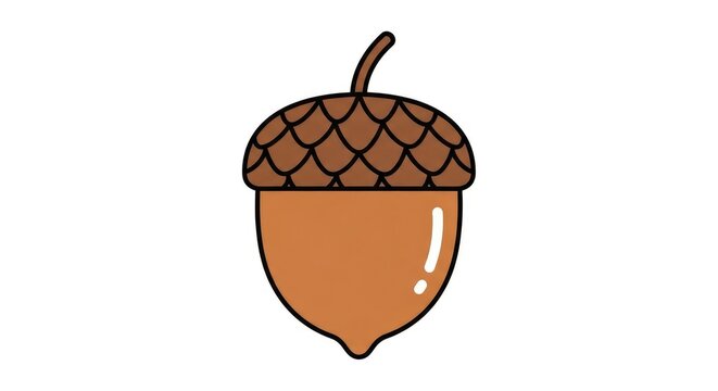 Simple illustration of an acorn with a brown cap and stem.