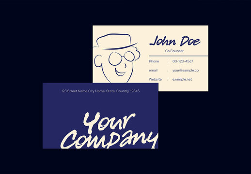 Blue Beige Naive Design Company Business Card