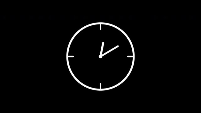 Minimalist Round Wall Clock Time Icon Motion On Black